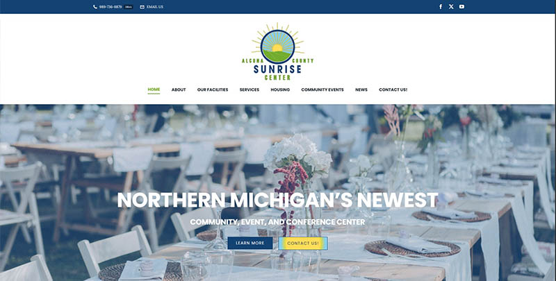 A screenshot of the site we did for the ACCOA's new Alcona County Sunrise Center in Lincoln, MI