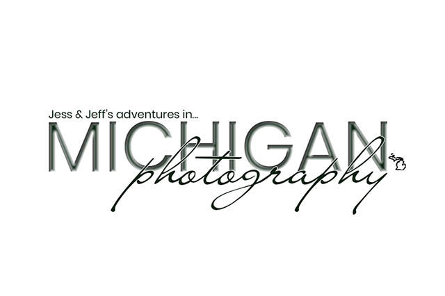 The logo for Jess & Jeff's Michigan Photography.  Our wall-art brand featuring photo art from Michigan's nature & cities.